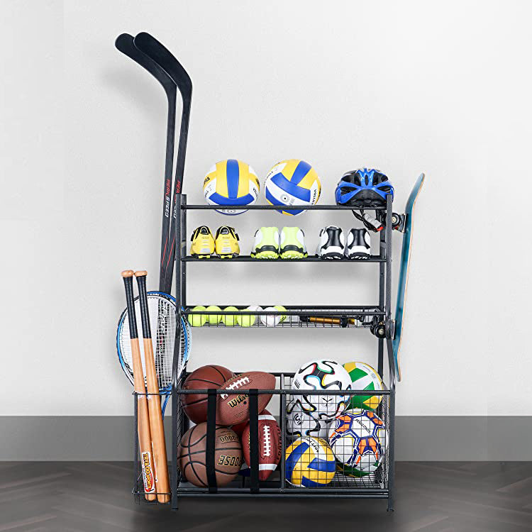Mythinglogic Garage Organizer with Baskets and Hooks, Sports Equipment  Organizer for Indoor/Outdoor Use