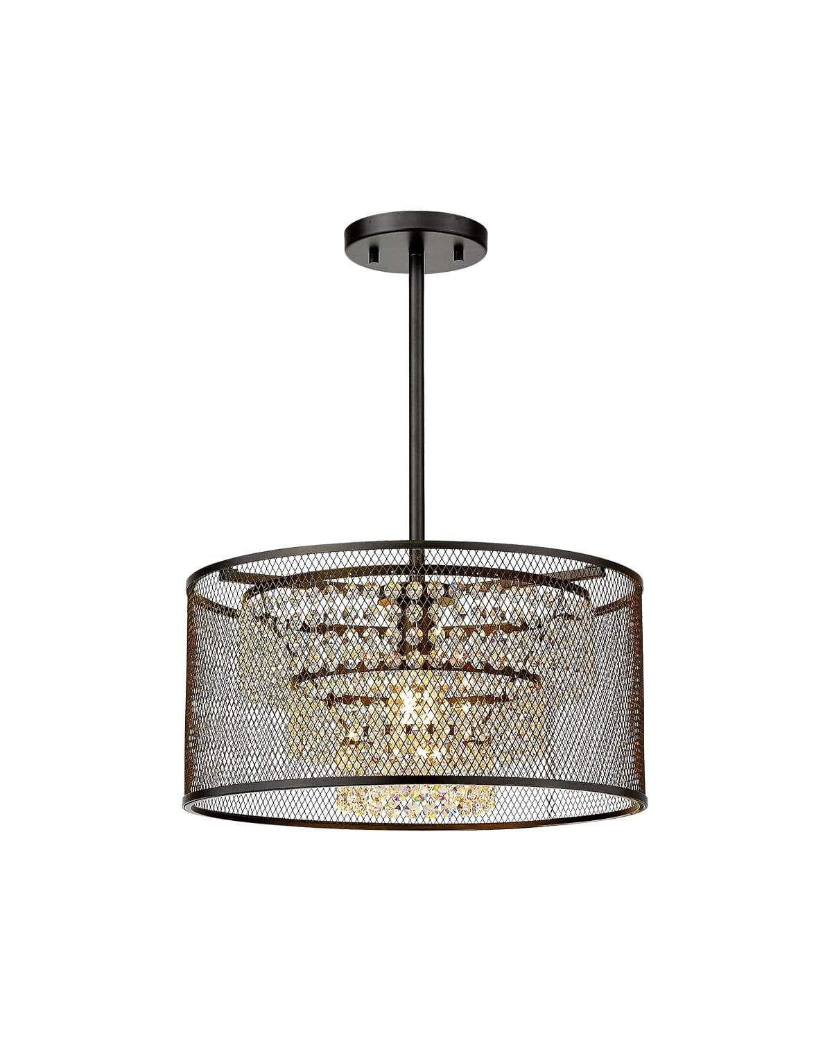 LTMATE Industrial Crystal Pendant Ceiling Light Fixture, 15'