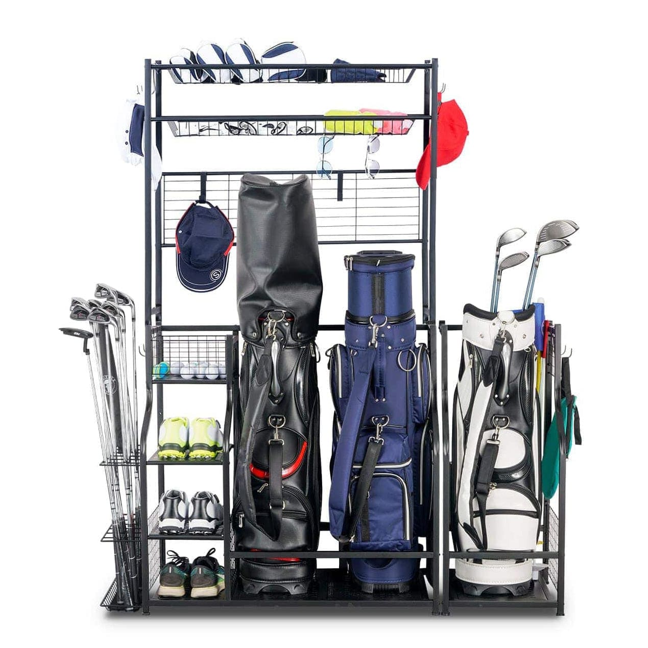 Golf club Rack for Garage with Extra Golf Bag Rack and Top Organizer, Best  Gift for Golfers