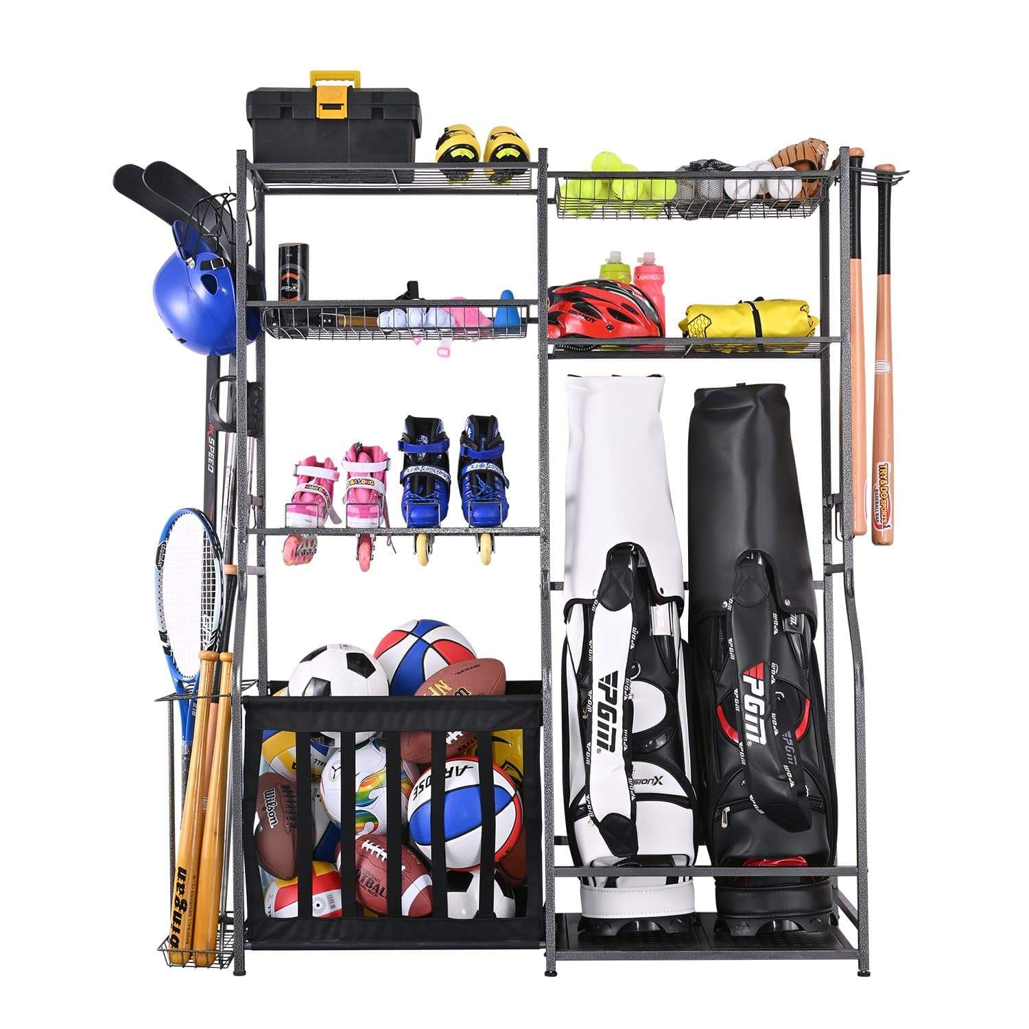 Mythinglogic Multifunctional Garage Storage Rack 2 Golf Bag Storage