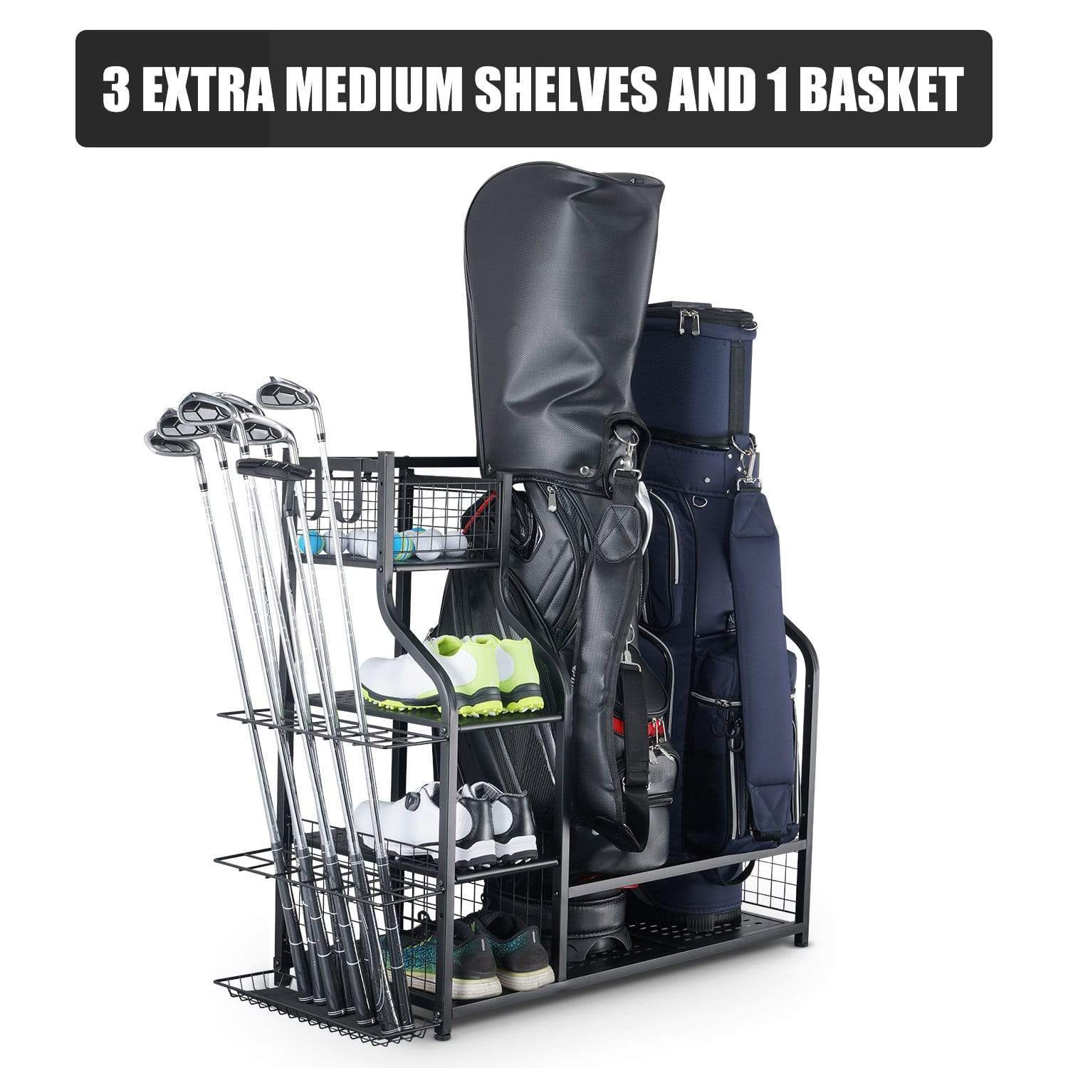 Mythinglogic Golf Bag Stand, Golf Organizer for Garage with Extra