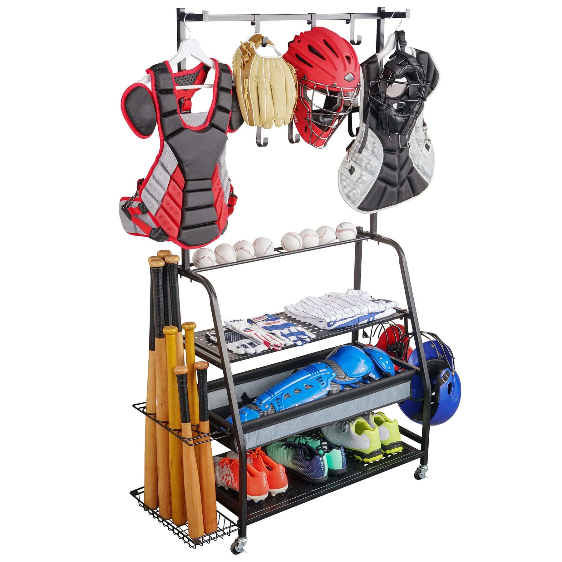 PLKOW Baseball Equipment Storage Shelves, Sport Storage Organizer for Bats, Baseball, Softball Ltmate