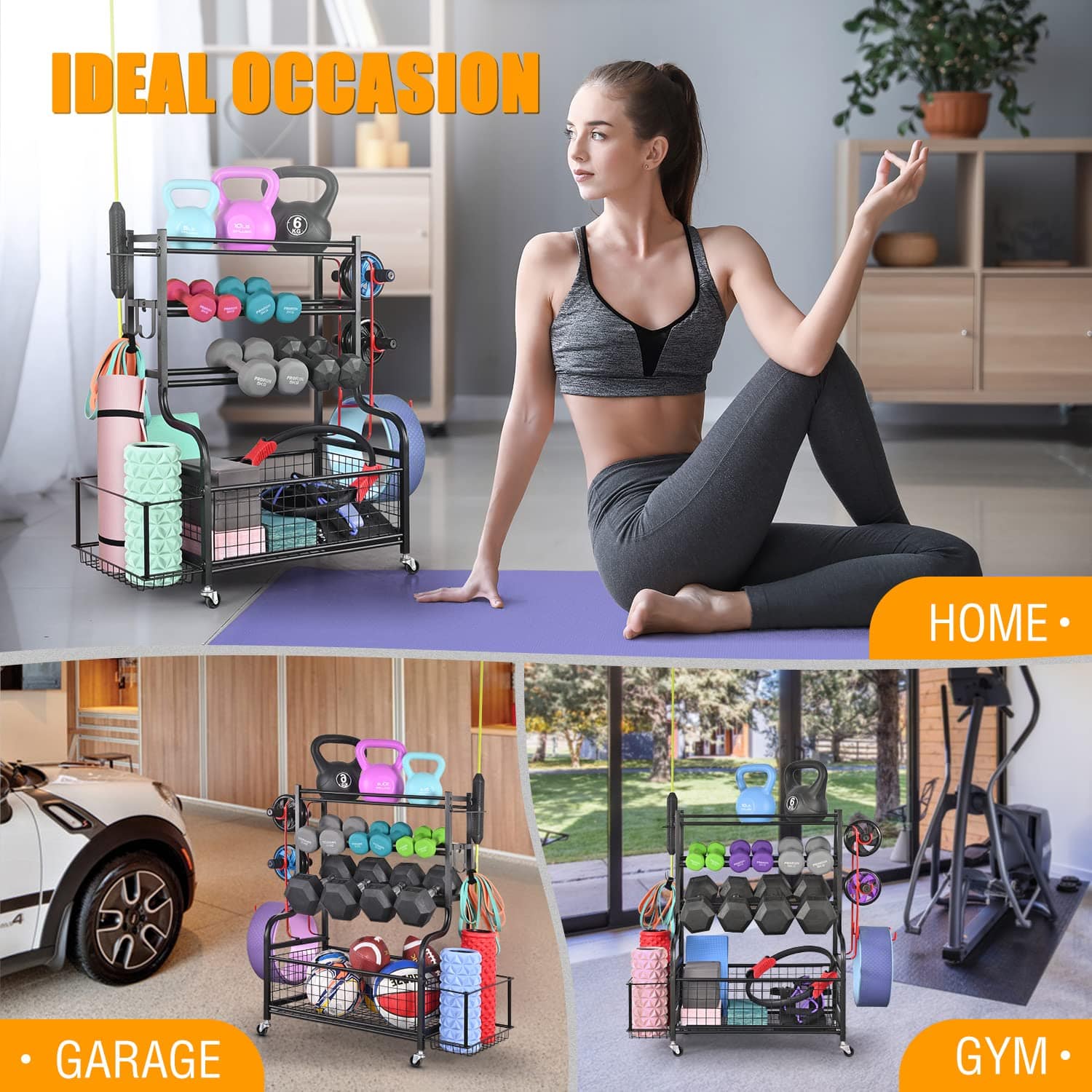Mythinglogic Home Gym Equipment Storage Organizer Yoga Mat Holder