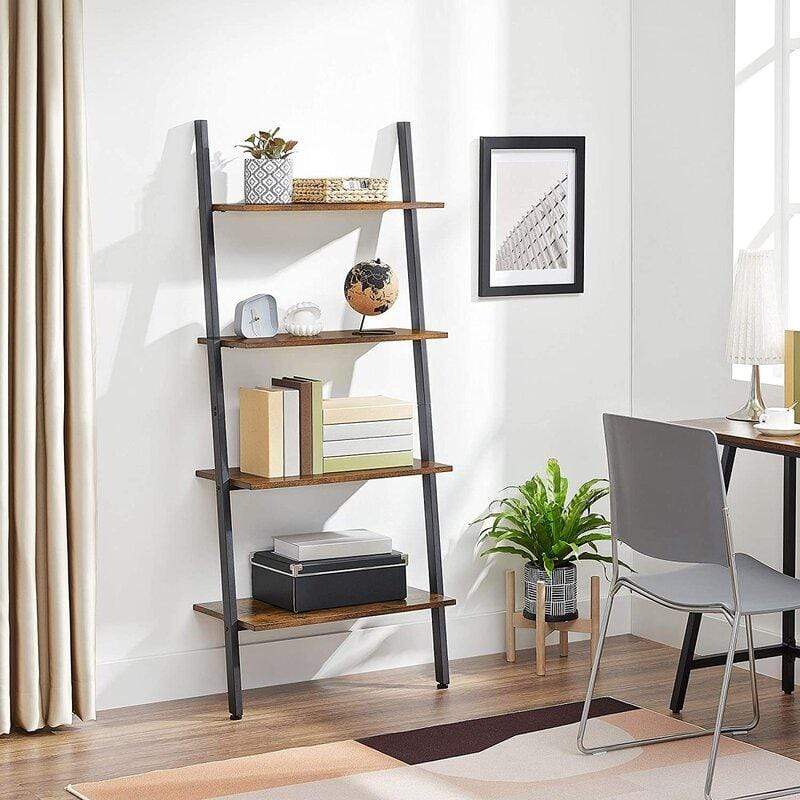 SEGAWE 4-Tier A-Frame Bookshelf – Wooden Ladder Shelf, Open Display, Black